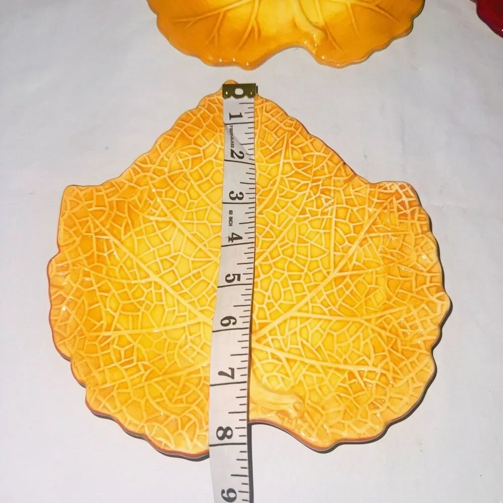 Vintage Laurie Gates Coronado Leaf Plates Set 4 Fall Thanksgiving Appetizer
